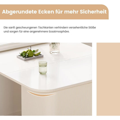 Guyii Quadratischer Esstisch Cremeweiß mit Stühlen – Moderner Küchentisch
