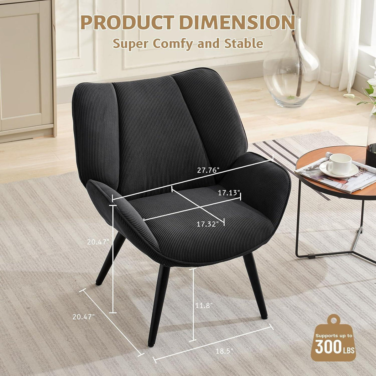 Lounge Sessel Cord Flügellehne Dunkelgrau – Bequemer Relax Sessel