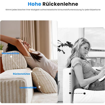 360cm U-förmiges Cord Sofa mit hoher Rückenlehne & Ottomane