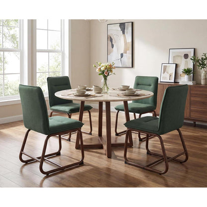 Esszimmerstühle Set 4 Grün, Moderne Polsterstühle mit Metallgestell