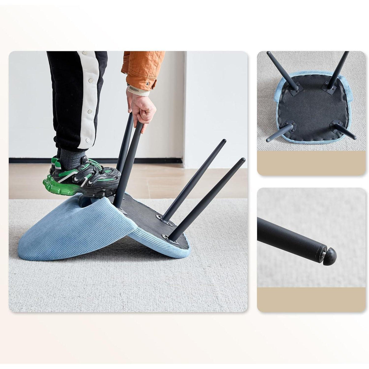 Runder Esstisch Set mit 4 Cord-Stühlen – Modern & Komfortabel