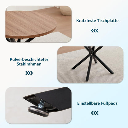 Runder Esstisch Set mit 4 Cord-Stühlen – Modern & Grün