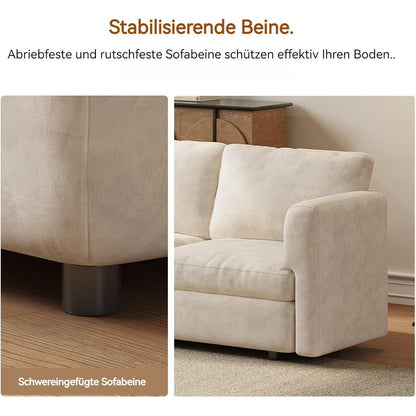 Ecksofa Stoff Modern, 4-Sitzer mit Ottomane