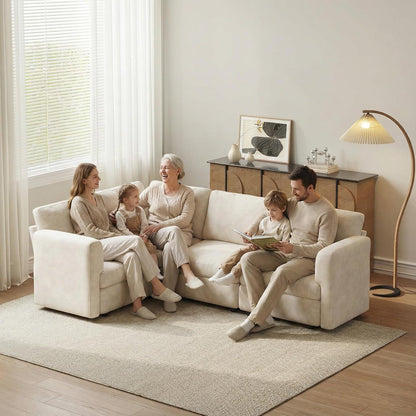 Ecksofa Stoff Modern, 4-Sitzer mit Ottomane