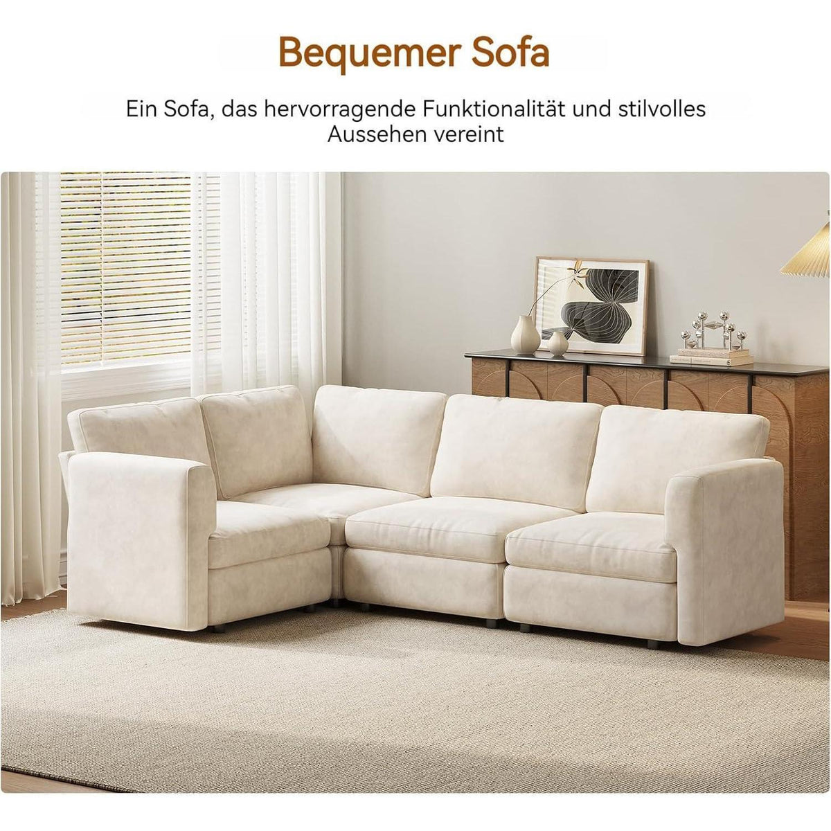 Ecksofa Stoff Modern, 6-Sitzer mit Ottomane