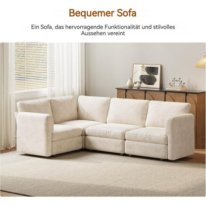 Ecksofa Stoff Modern, 6-Sitzer mit Ottomane