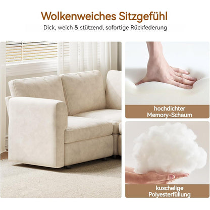 Wohnlandschaft Ecksofa Stoff, Modernes Polstersofa mit Ottomane