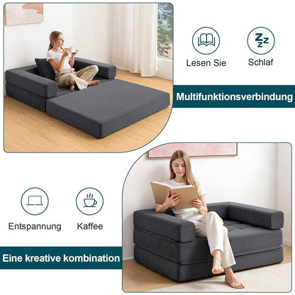 Faltbares Schlafsofa 5-in-1 – Schlafsessel & Gästebett Grau