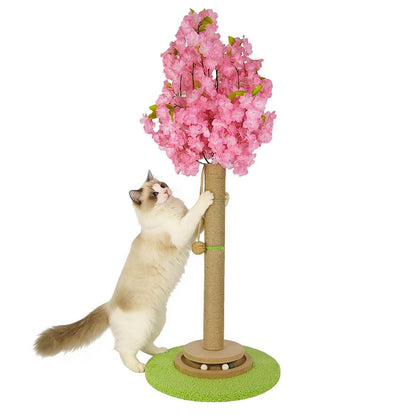 Kirschblüten Kratzbaum für Katzen – 91cm, Sisal & Trackball