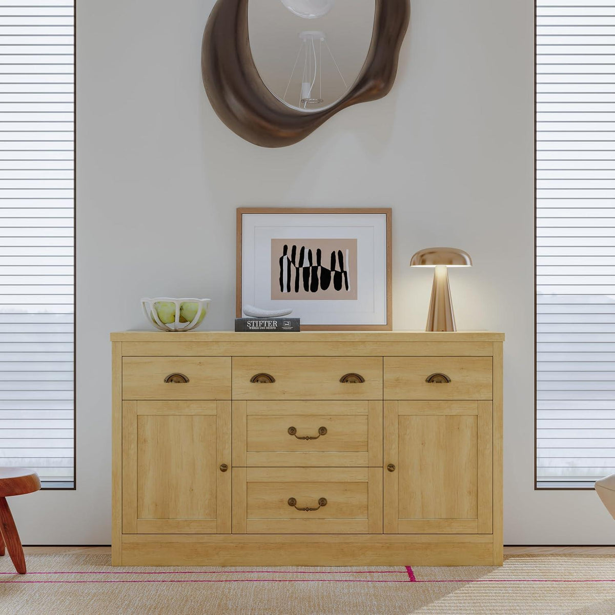 Moderne Kommode 135cm – Sideboard mit 5 Schubladen & 2 Türen