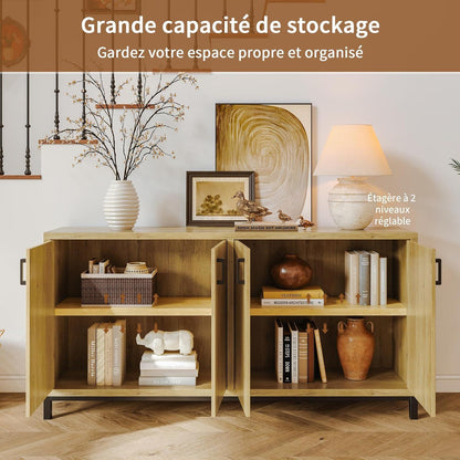 Moderne Kommode 160cm Holzoptik mit 4 Türen & Arbeitsplatte