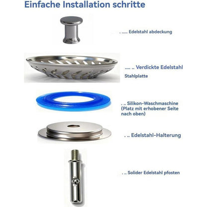 Abflusssieb Küche Edelstahl 304 – Filterstöpsel 79/80 mm