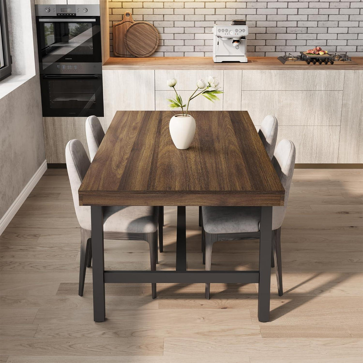 Langer Esstisch 180cm Holzoptik Industrial Stil für 6-8 Personen