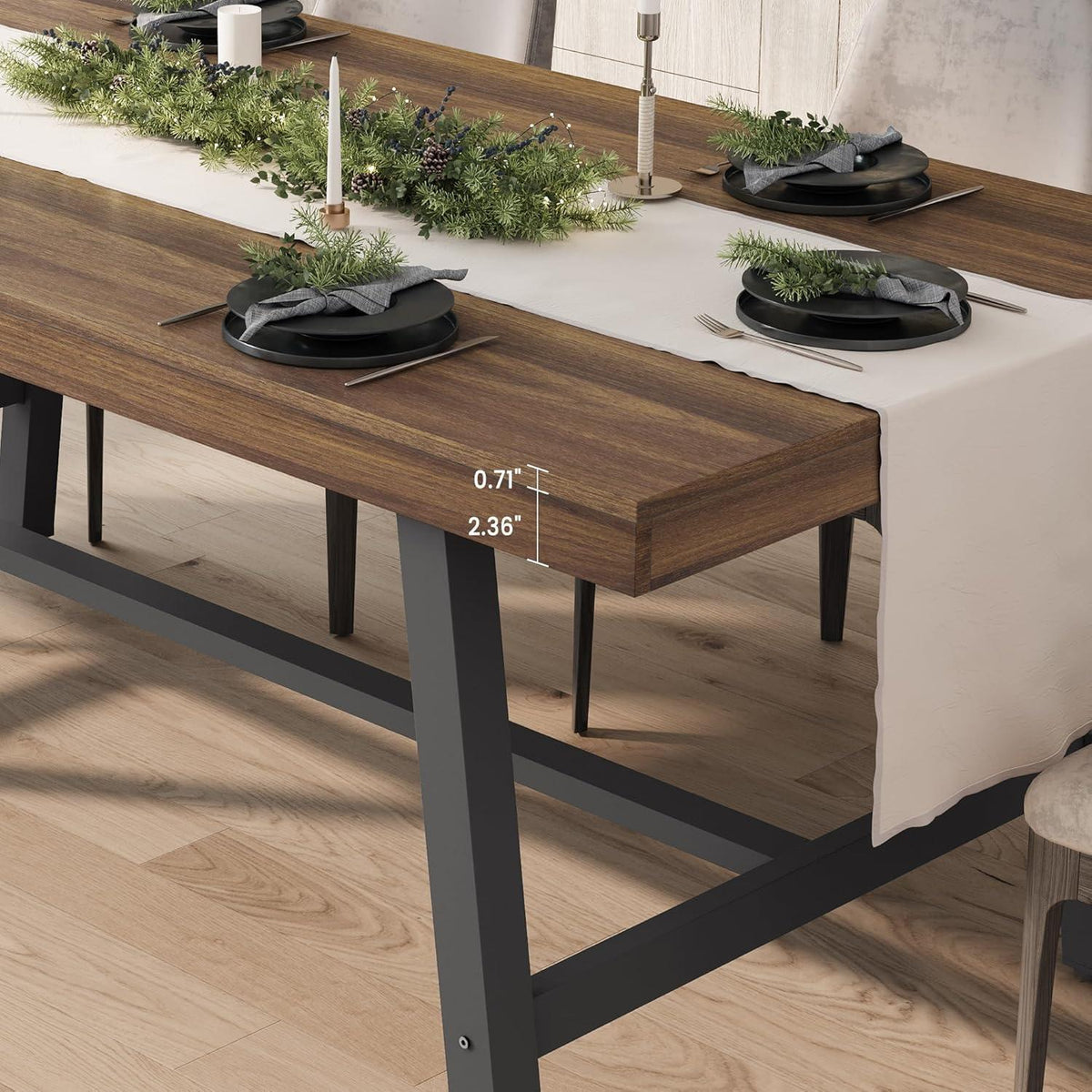 Langer Esstisch 180cm Holzoptik Industrial Stil für 6-8 Personen