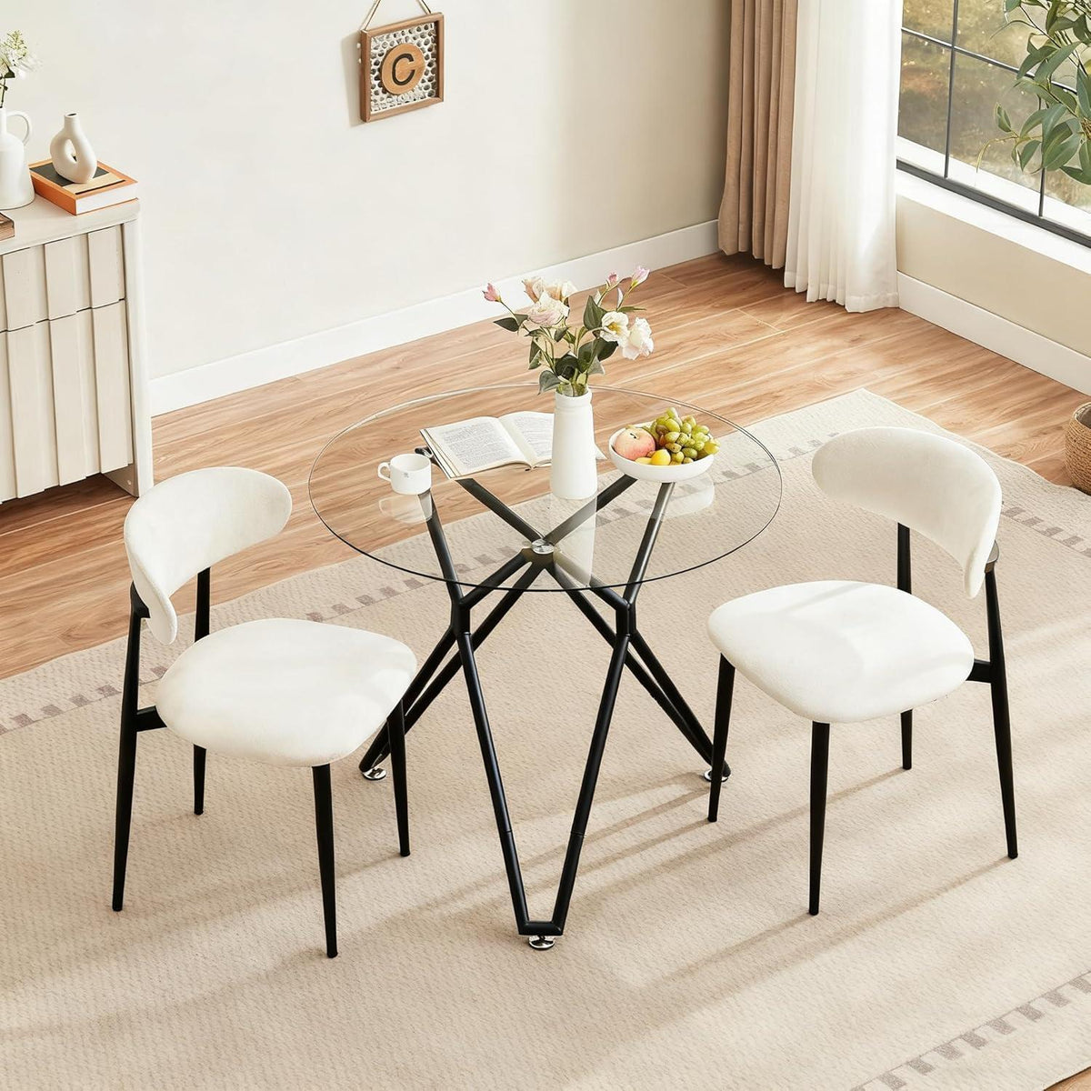 Runder Glastisch 90cm – Moderner Esstisch für 1-4 Personen