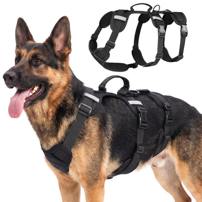 Ausbruchsicher Hundegeschirr mit Griff & Reflektor, XL Schwarz