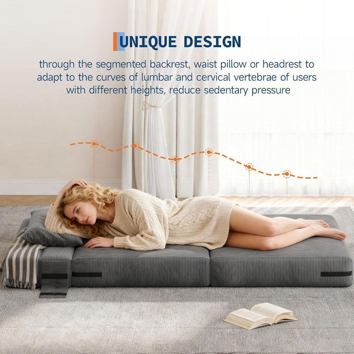 Klappsofa 4-in-1 Dunkelgrau – Schlafsessel & Gästebett