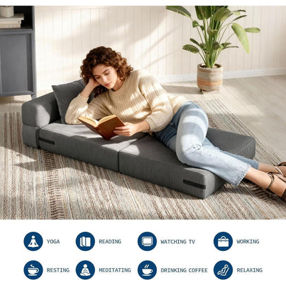 Klappsofa 4-in-1 Dunkelgrau – Schlafsessel & Gästebett
