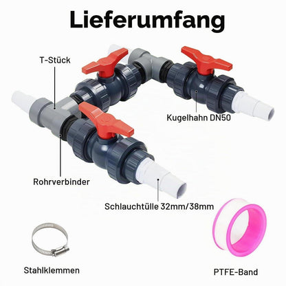 Bypass Set für Pool & Wärmepumpe – 50mm Anschluss Set