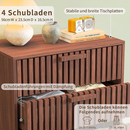 Holzkommode mit 4 Schubladen – Walnuss/Nussbaumfarbe