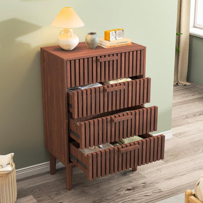 Holzkommode mit 4 Schubladen – Walnuss/Nussbaumfarbe
