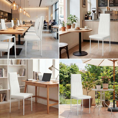 Esszimmerstühle 4er Set Weiß, Modern & Bequem in Lederoptik