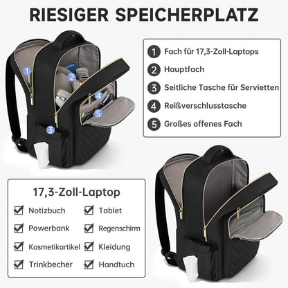 Laptop Rucksack 17,3 Zoll – Herren Damen Schulrucksack Schwarz