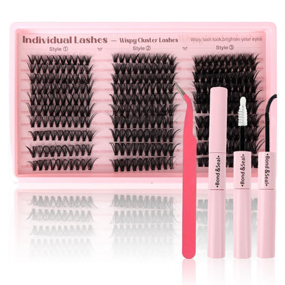 Wimpern Extensions Set – 300 Cluster Mix für Voluminiösen Look