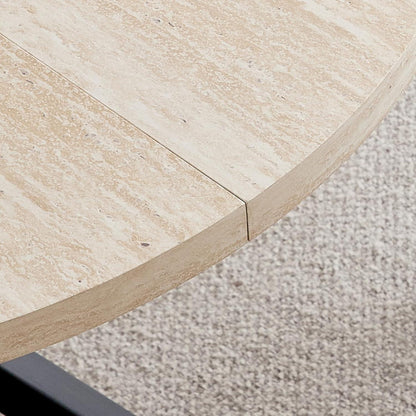 Runder Esstisch Set mit 4 Polsterstühlen im Nordic Stil (Gelb/Beige)