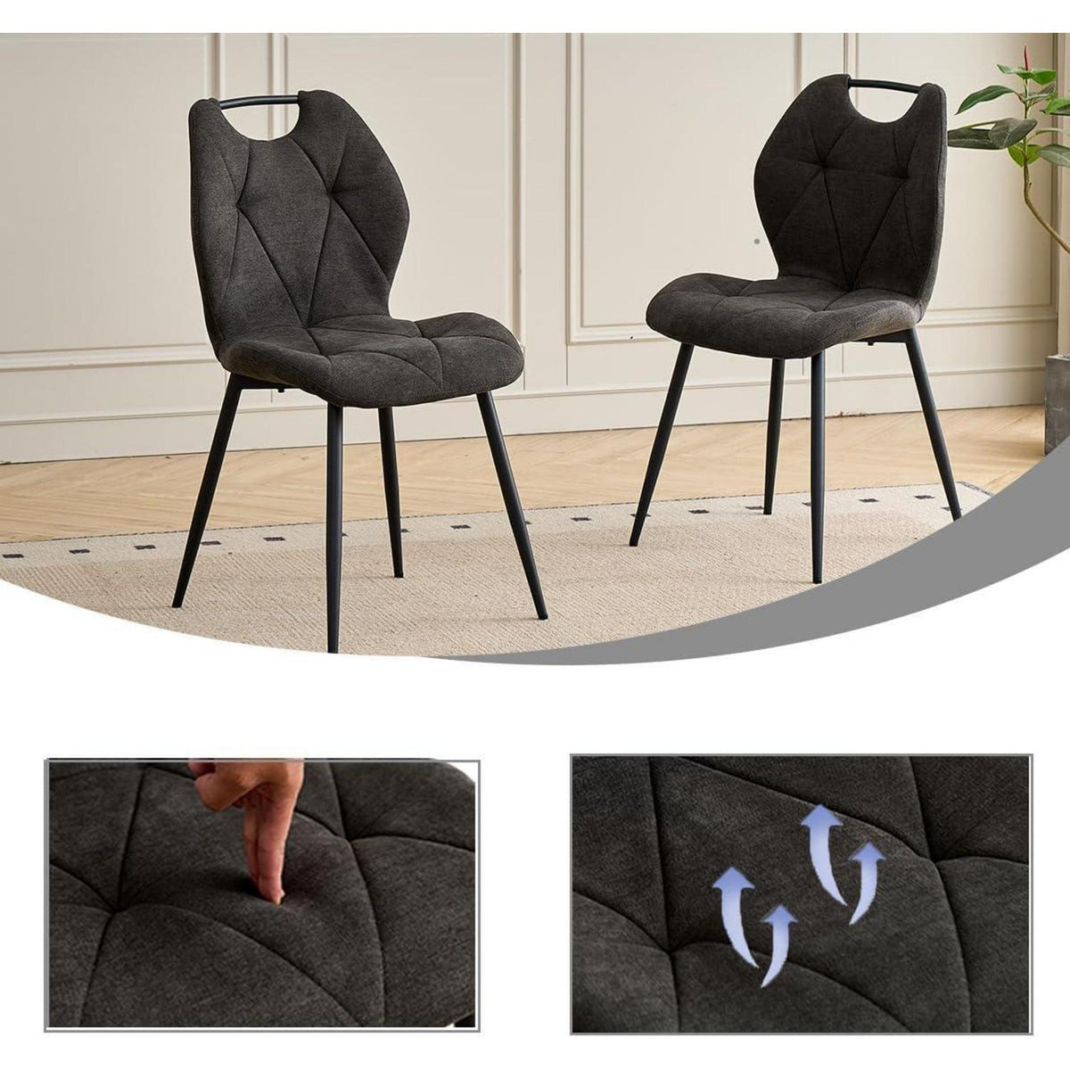 Runder Esstisch Set mit 4 Polsterstühlen im Nordic Stil