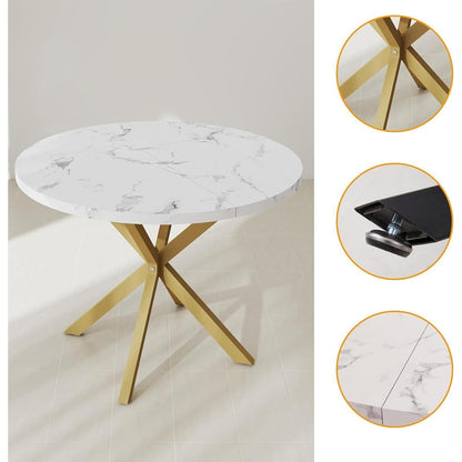Runder Esstisch Set mit 4 Polsterstühlen im Nordic Stil
