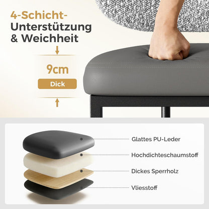 Barhocker mit Lehne & Fußstütze – Grau, Metallgestell