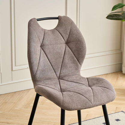 Runder Esstisch Set mit 4 Polsterstühlen im Nordic Stil (Gelb/Braun)