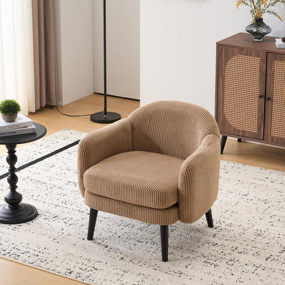 Gepolsterter Cord Loungesessel Khaki – Modern & Bequem