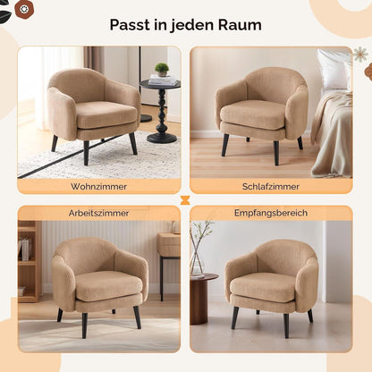 Gepolsterter Cord Loungesessel Khaki – Modern & Bequem