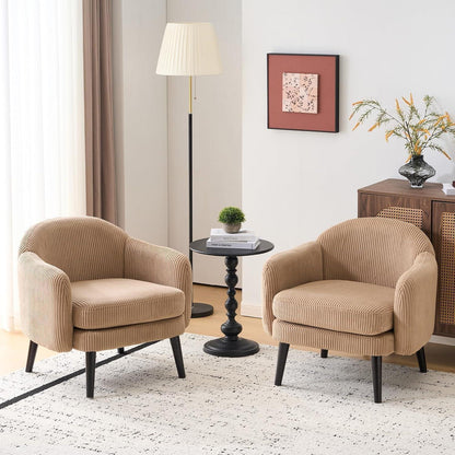 Gepolsterter Cord Loungesessel Khaki – Modern & Bequem