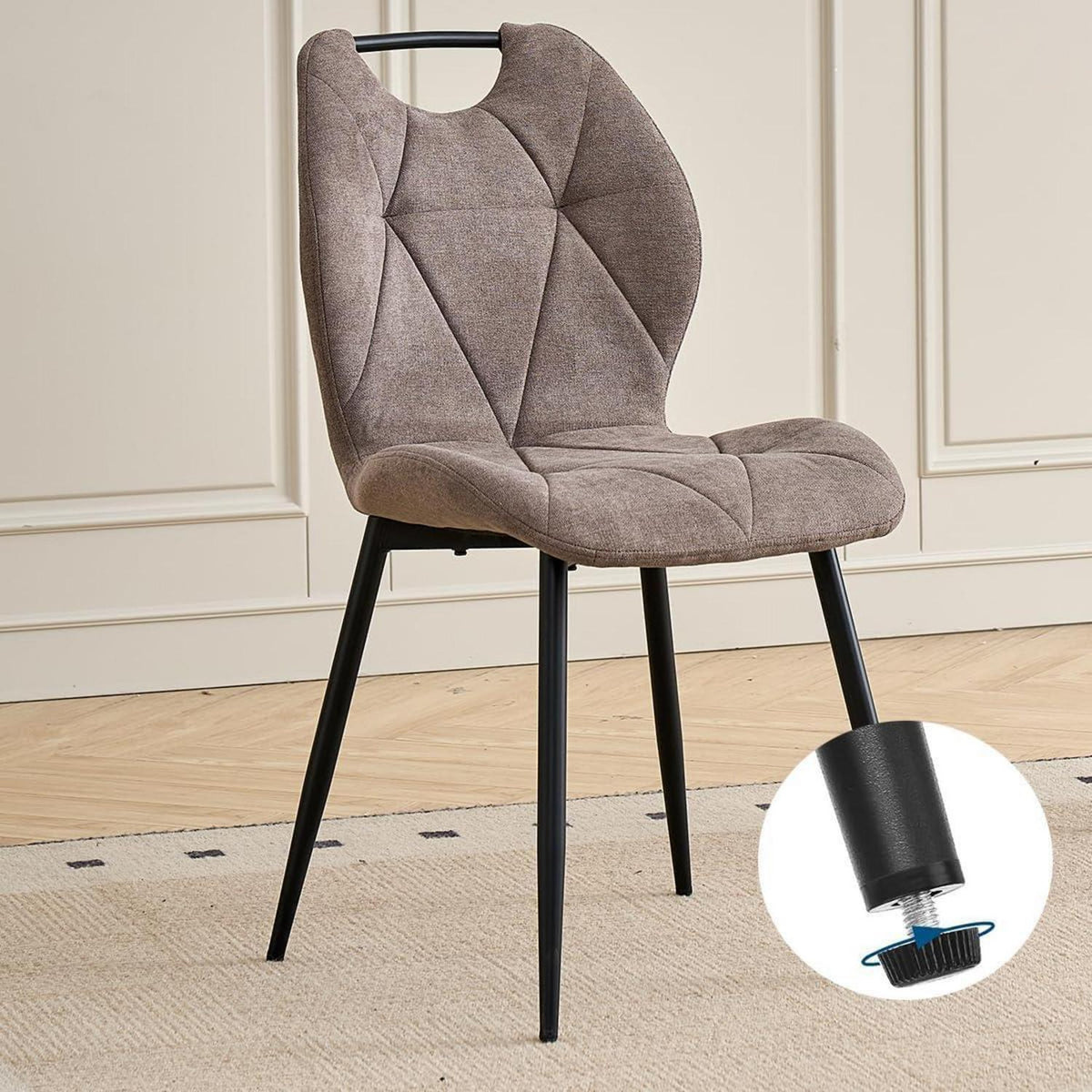 Runder Esstisch Set mit 4 Polsterstühlen im Nordic Stil
