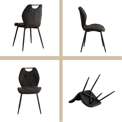 Runder Esstisch Set mit 4 Polsterstühlen im Nordic Stil
