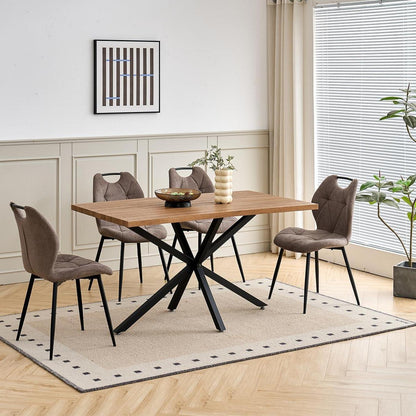 5-teiliges Esszimmer-Set: 140cm Tisch + 4 gepolsterte Stühle
