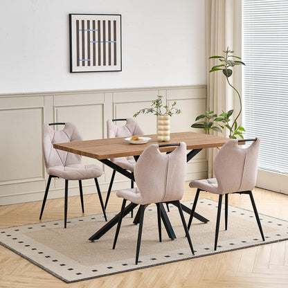 5-teiliges Esszimmer-Set: 140cm Tisch + 4 gepolsterte Stühle