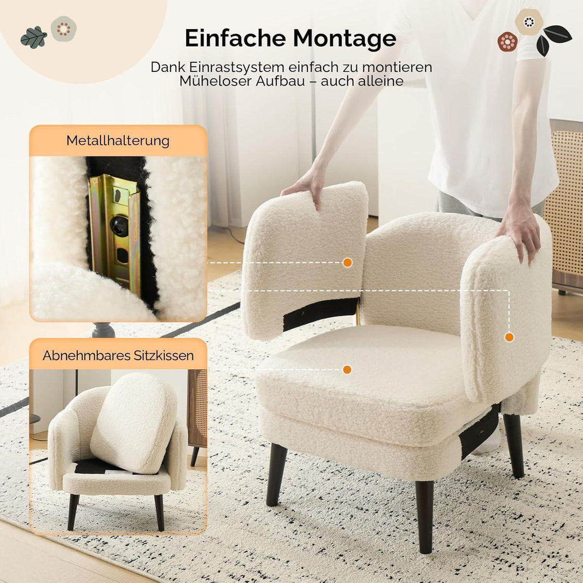 Gepolsterter Teddy-Sessel Beige – Modern & Bequem