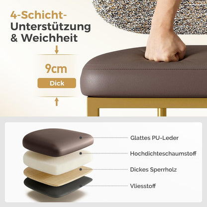 Barhocker Set 2er mit Lehne & Fußstütze – Kaffeefarbe