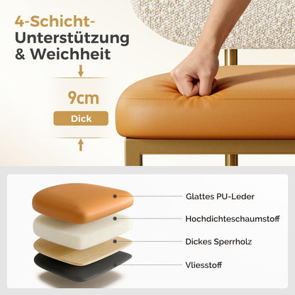 Barhocker Set 2er mit Lehne & Fußstütze – Metallgestell