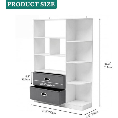 Freistehendes Bücherregal mit Schubladen – Weiß 80x24x115 cm