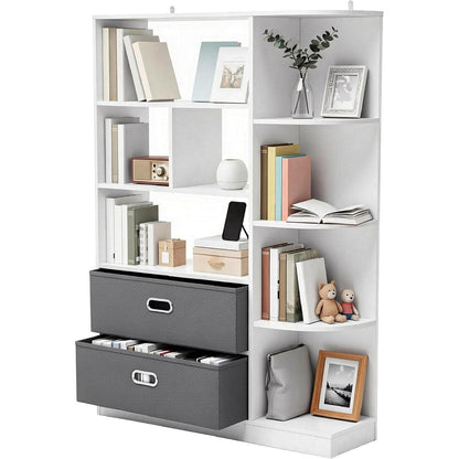 Freistehendes Bücherregal mit Schubladen – Weiß 80x24x115 cm