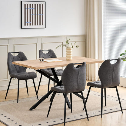 5-teiliges Esszimmer-Set: 140cm Tisch + 4 gepolsterte Stühle