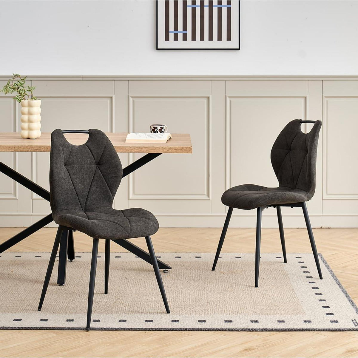 5-teiliges Esszimmer-Set: 140cm Tisch + 4 gepolsterte Stühle