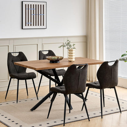 5-teiliges Esszimmer-Set: 140cm Tisch + 4 gepolsterte Stühle