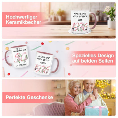 50. Geburtstag Geschenkset für Frauen: Tasse, Socken & Untersetzer 1976