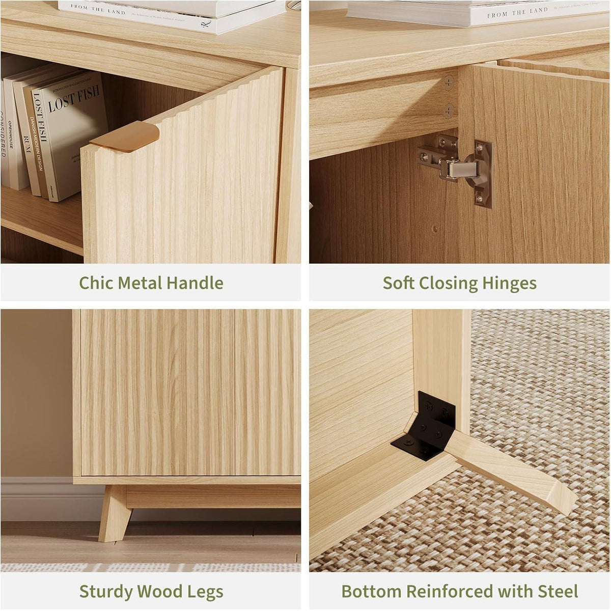 Modernes Sideboard mit 2 Türen & Ablagen – 87,6 cm